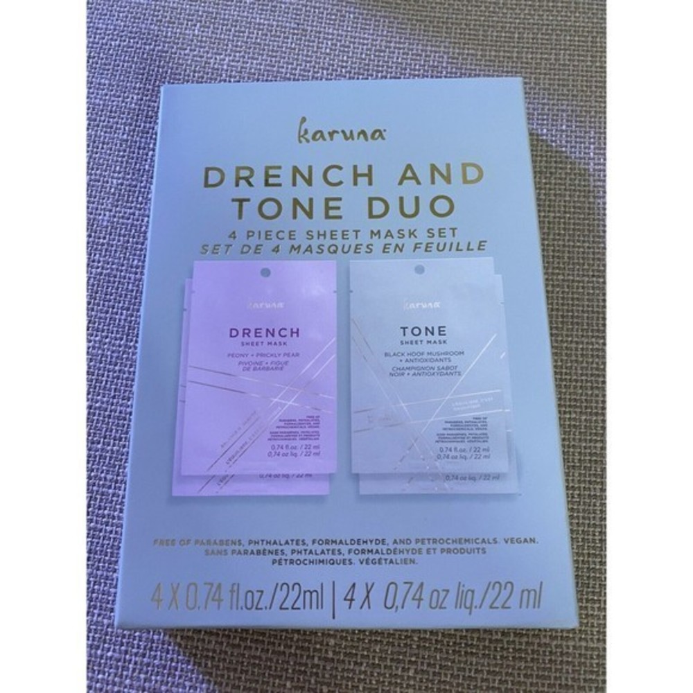 Karuna Drench & Tone Duo 4 Piece Sheet Mask Set Exp 6/25 - 4 x 0.74 ea‎ NEW